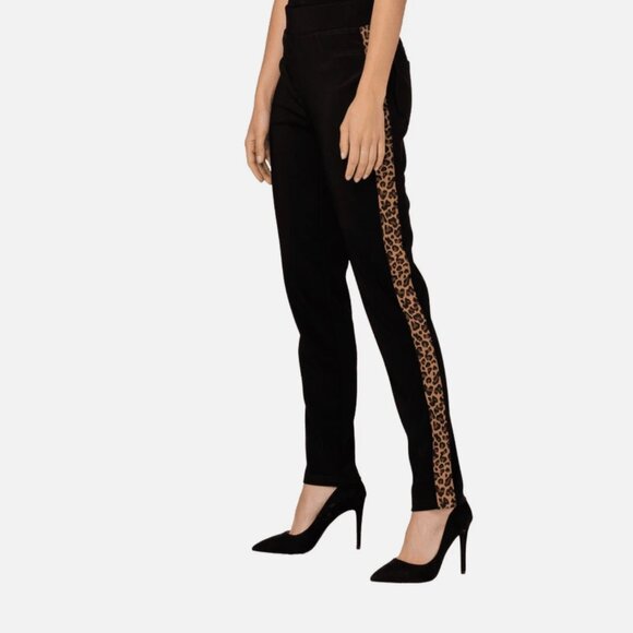 Joseph Ribkoff Leopard Print Black Pull On High Rise Pants Women's size 20 - Picture 4 of 9